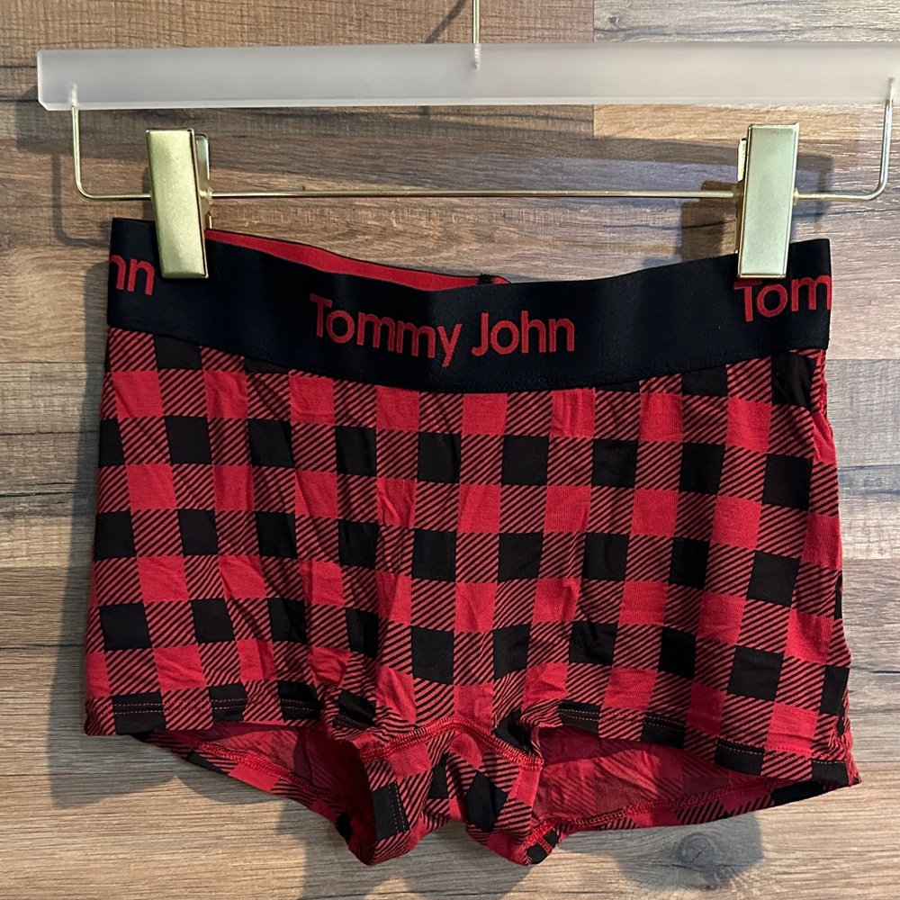 NWOT: Tommy John Red and Black Plaid Holiday Boxers